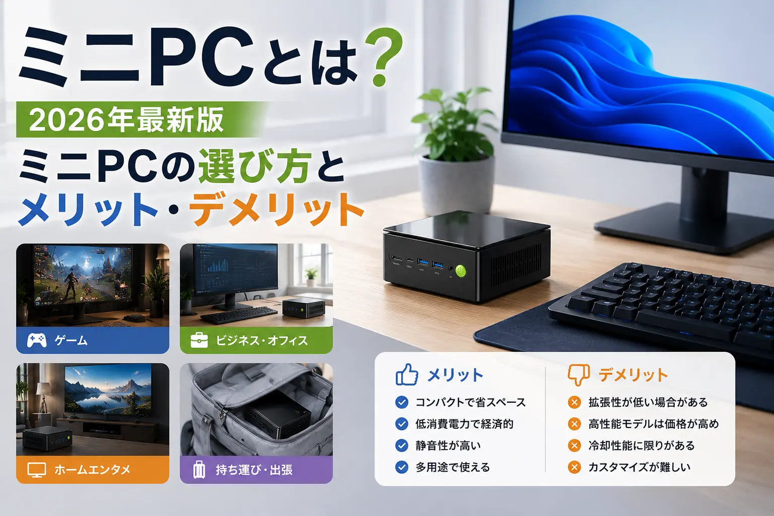 デスクトップミニパソコン 新品未使用 2026年版｜失敗しないミニpcの選び方とメリット・デメリット解説