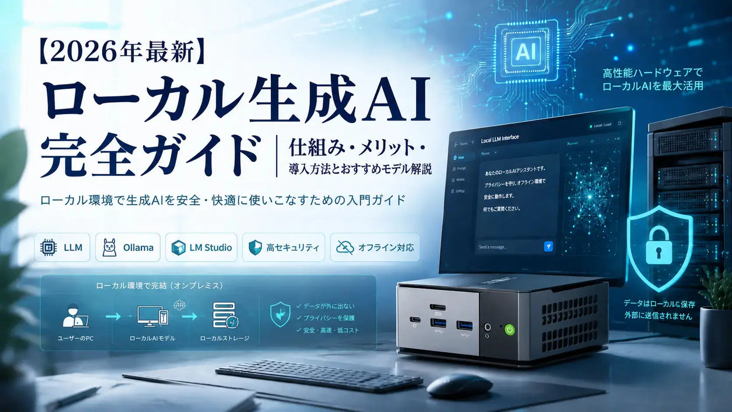 【2026年最新】ローカル生成AI完全ガイド｜仕組み・メリット・導入方法とおすすめモデル解説