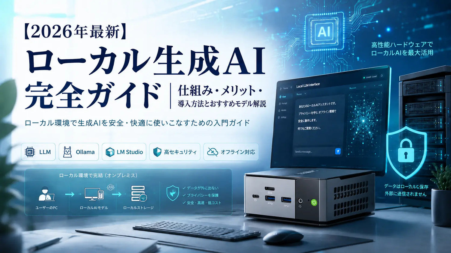 【2026年最新】ローカル生成AI完全ガイド｜仕組み・メリット・導入方法とおすすめモデル解説