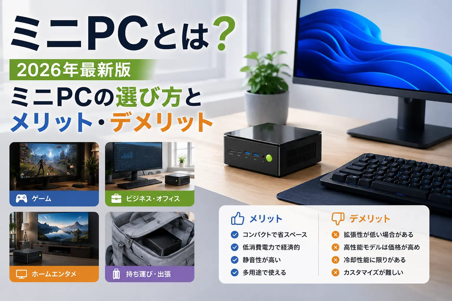 ミニPCとは？2026年最新版ミニPCの選び方とメリット・デメリット