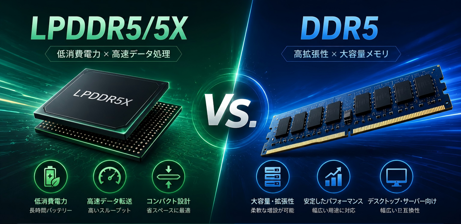 LPDDR5/LPDDR5Xとは？特徴・DDR5との違いをわかりやすく解説