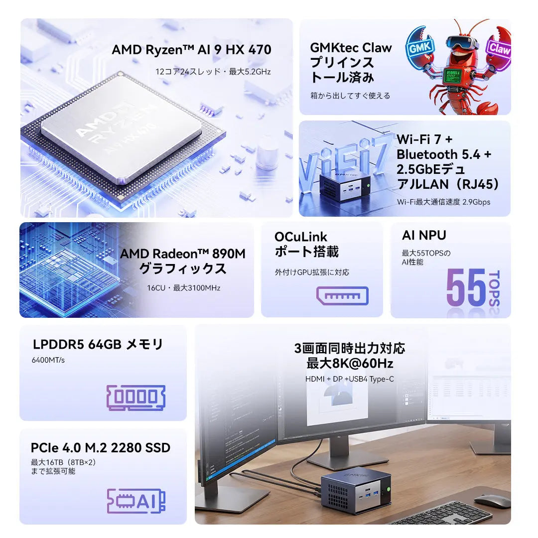 GMKtec EVO-X1 Pro AMD Ryzen™ AI 9 HX 470 ミニPC
