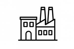 白底图，中间是一个粗线条的2层厂房