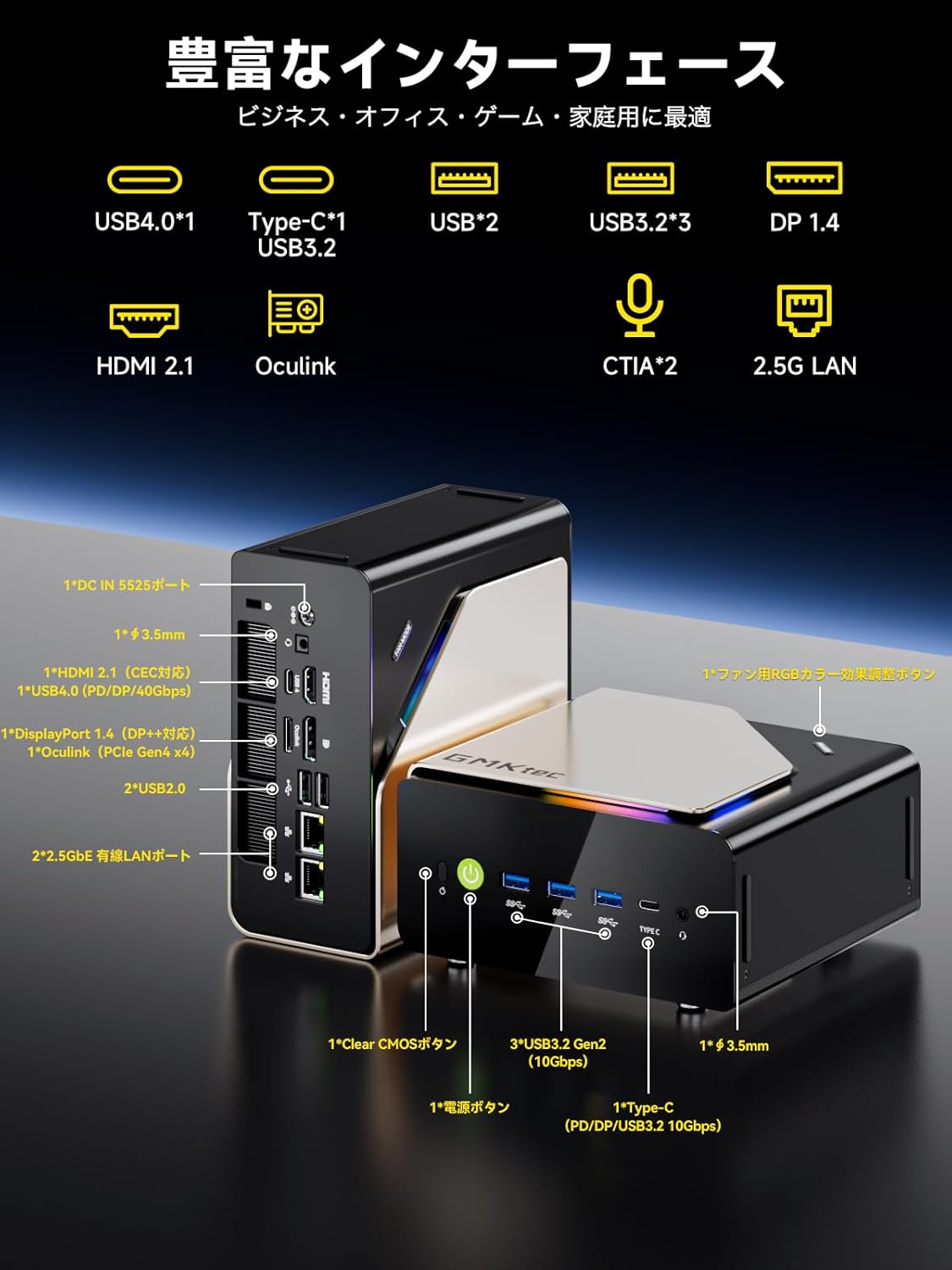 GMKtec EVO-T1 Intel Core Ultra 9 285H AI ミニPC GMKtec